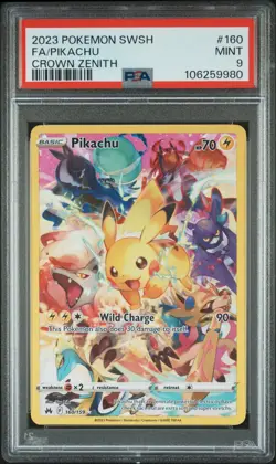 PSA 9 - 2023 Pokemon Sword And Shield Crown Zenith 160 Fa/Pikachu - Image 1