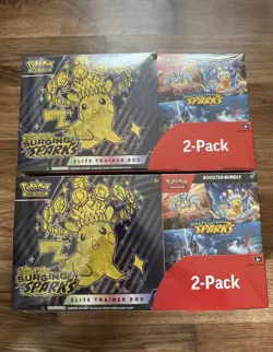 (2 Boxes) 2-pack Pokemon Surging Sparks ETB + Booster Bundle Costco SEALED - Image 1