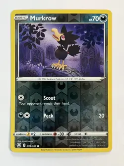 Pokemon TCG Murkrow Sword & Shield - Battle Styles 093/163 Reverse Holo Common - Image 1