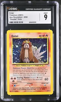 Entei 6/64 Neo Revelation ❗ Double Holo Error CGC 9 Vintage WOTC Pokemon Card - Image 1