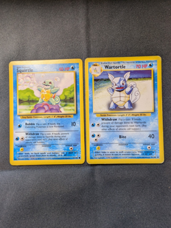 Base Set Squirtle & Wartortle 2-Card Evolution Lot Vintage Pokemon Cards WOTC - Image 1