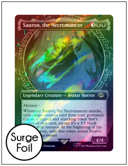 1x Sauron, the Necromancer, Showcase Art Surge Foil, LOTR, Magic, MTG NM - Image 1