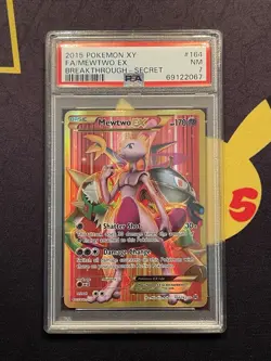 2015 Pokemon Breakthrough Mewtwo EX 164/162 XY Secret Rare PSA 7 Near Mint - Image 1