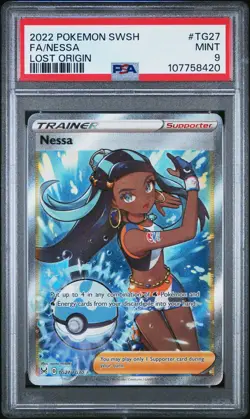 2022 Pokemon Sword & Shield Lost Origin Nessa #TG27 FA PSA 9 MINT - Image 1