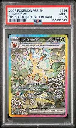 2025 Pokemon Prismatic Evolutions Leafeon EX #144 SIR PSA 9 MINT - Image 1