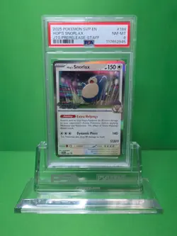 POKEMON 2025 JOURNEY TOGETHER HOP'S SNORLAX PRERELEASE STAFF 184 PSA 8 - Image 1