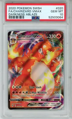 2020 Pokemon SWSH Darkness Ablaze Charizard VMAX #020 FA PSA 10 GEM MINT - Image 1