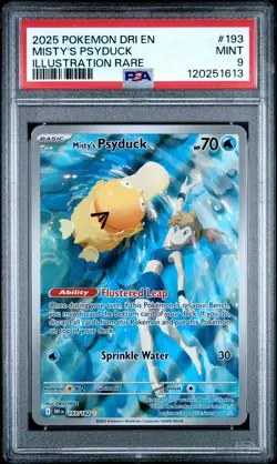 2025 Pokemon Destined Rivals Misty's Psyduck #193 Illustration Rare PSA 9 MINT - Image 1