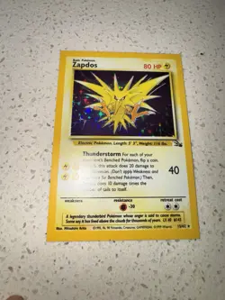 Pokemon Zapdos ERROR 15/62 Fossil Holo/Foil Unlimited square cut misprint NFC - Image 1