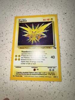 Pokemon Zapdos ERROR 15/62 Fossil Holo/Foil Unlimited square cut misprint NFC - Image 2