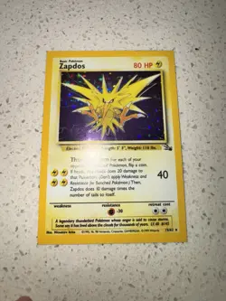 Pokemon Zapdos ERROR 15/62 Fossil Holo/Foil Unlimited square cut misprint NFC - Image 3