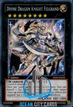 Yugioh Divine Dragon Knight Felgrand SHSP-EN056 Secret Rare 1st Edition - Image 1