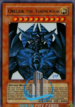 Yugioh Obelisk the Tormentor JUMP-EN037 Ultra Rare Limited Edition HP - Image 1