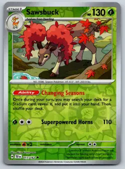 Sawsbuck - Reverse Holo - Temporal Forces TEF 017/162 Pokemon TCG Card - Image 1