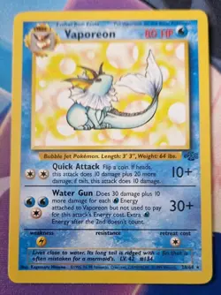 Pokemon TCG Vaporeon Card 28/64 Jungle Set, Vintage Non-Holo - Image 1