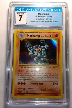 Xy Evolutions Prerelease Holo Rare Promo Machamp 59/108 Pokemon Card CGC 7 NM - Image 2