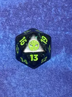 Magic The Gathering Spider-Man Pre-Release D20 Spin Down Die - Green Script - Image 1
