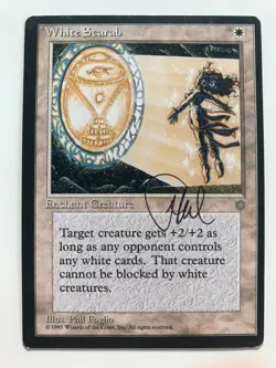 Signed White Scarab Ice Age Artist Phil Foglio 1995 MTG Vintage Enchantment! - Image 1