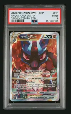 Lucario Vstar SWSH 291 PSA 9 2023 Pokemon Crown Zenith ETB Promo - Image 1