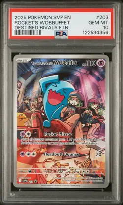 Pokemon Destined Rivals Team Rocket's Wobbuffet #203 Black Star Promo 💎PSA 10💎 - Image 1