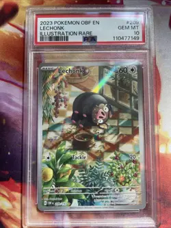 2023 POKEMON OBF EN-OBSIDIAN FLAMES ILLUSTRATION RARE #209 LECHONK PSA 10 - Image 1