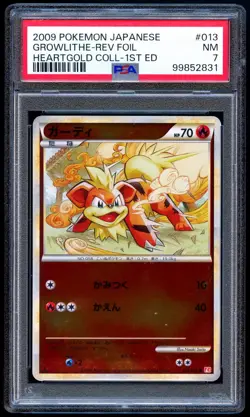 Pokemon 2009 Japanese PSA 7 Growlithe Reverse Holo Heartgold Collection 013/070 - Image 1