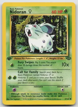 Pokemon 1st Edition Nidoran F Common Jungle 57/64 LP - Image 1