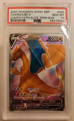Pokemon Charizard V #SWSH50 - Sword & Shield Champions Path ETB Promo PSA 10 - Image 1
