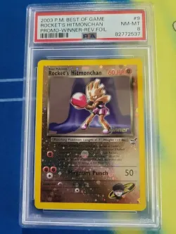 Pokemon Best of Game Rocket's Hitmonchan Rev Promo Reverse Holo PSA 8 NM - Image 1