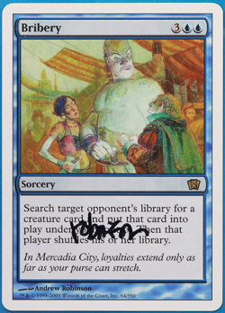 Bribery 8th Edition NM Blue Rare SIGNED MAGIC MTG CARD (ID# 504728) ABUGames - Image 1