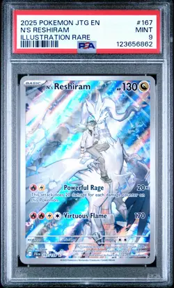 2025 POKEMON JTG EN-JOURNEY TOGETHER ILLUSTRATION RARE #167 N'S RESHIRAM PSA 9 - Image 1