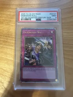 Yugioh! Dimension Wall RA04-EN127 Quarter Century Secret Rare 1st Ed PSA 9 - Image 1
