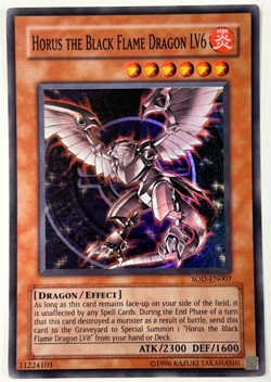 Yugioh SOD-EN007 Horus the Black Flame Dragon LV6 Super Rare NM Vintage - Image 1