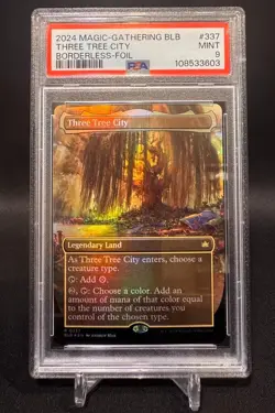 🌈 Three Tree City - Borderless FOIL - BLB #0337 - Bloomburrow MTG - PSA 9 🌈 - Image 1