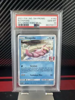 2021 Pokemon Indonesian SM Promo KFC Chaki Kids Meal #183 Slowpoke PSA 10 - Image 1