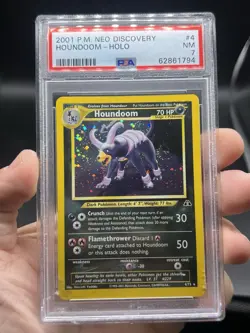 2001 Pokemon Neo Discovery Houndoom Holo 4/75 Unlimited PSA 7 NM SWIRL English - Image 3