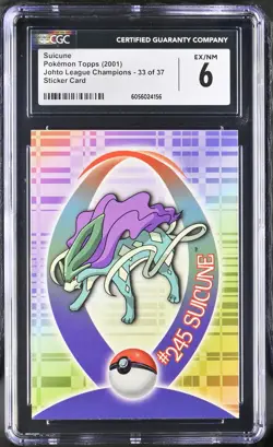 CGC 6 Suicune Topps Johto League Champions 33 of 37 Sticker Pokemon Card - Image 1