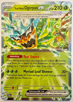 TEAL MASK OGERPON EX Twilight Masquerade 25/167 Double Rare Holo Pokemon Card NM - Image 1