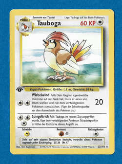TAUBOGA UNPLAYED 1999 GERMAN POKEMON 1ST ED BASE SET RARE CARD 22/102 - Image 1