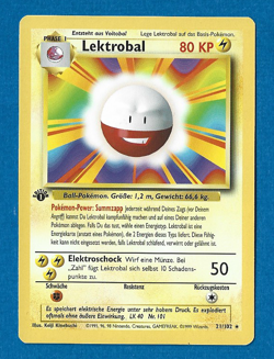 LEKTROBAL UNPLAYED 1999 GERMAN POKEMON 1ST ED BASE SET RARE CARD 21/102 - Image 1