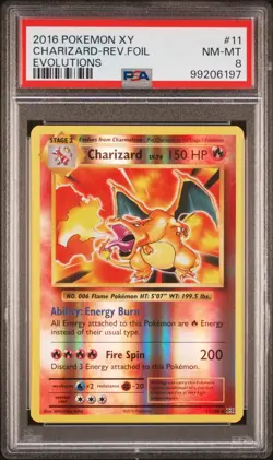 Pokemon TCG 2016 XY Evolutions Charizard 11/108 Reverse Holo PSA 8 - Image 1