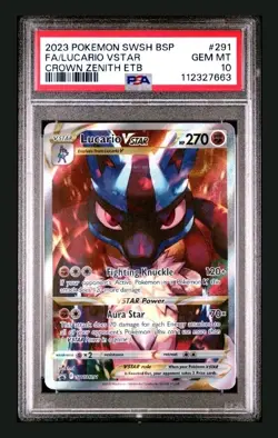 Lucario Vstar SWSH 291 PSA 10 2023 Pokemon Crown Zenith ETB Promo - Image 1