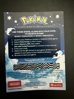 2x Pokemon Scarlet & Violet Serial Codes Shiny Koraidon OR Miraidon UNSCRATCHED - Image 3