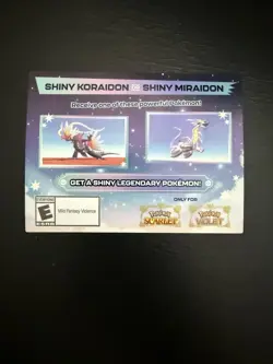 2x Pokemon Scarlet & Violet Serial Codes Shiny Koraidon OR Miraidon UNSCRATCHED - Image 4