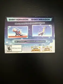 2x Pokemon Scarlet & Violet Serial Codes Shiny Koraidon OR Miraidon UNSCRATCHED - Image 5