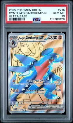 2025 POKEMON DRI EN-DESTINED RIVALS ULTRA RARE #215 CYNTHIA'S GARCHOMP EX PSA 10 - Image 1