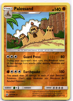 Pokemon TCG Palossand 127/236 Cosmic Eclipse Reverse Holo Rare Lightly Played - Image 1