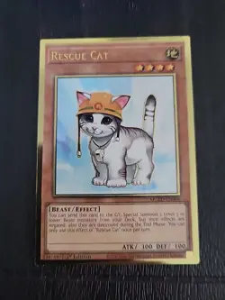 Yugioh! LP Rescue Cat (Alternate Art) - MGED-EN006 - Premium Gold Rare - 1st Edi - Image 1