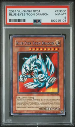 2024 YuGiOh Retro Pack Blue-Eyes Toon Dragon RP01-EN050 PSA 8 - Image 1