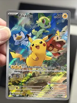 Pikachu 027 SVP Pokemon Center Stamp Stamped Paldea Promo Pokemon Card - Image 1